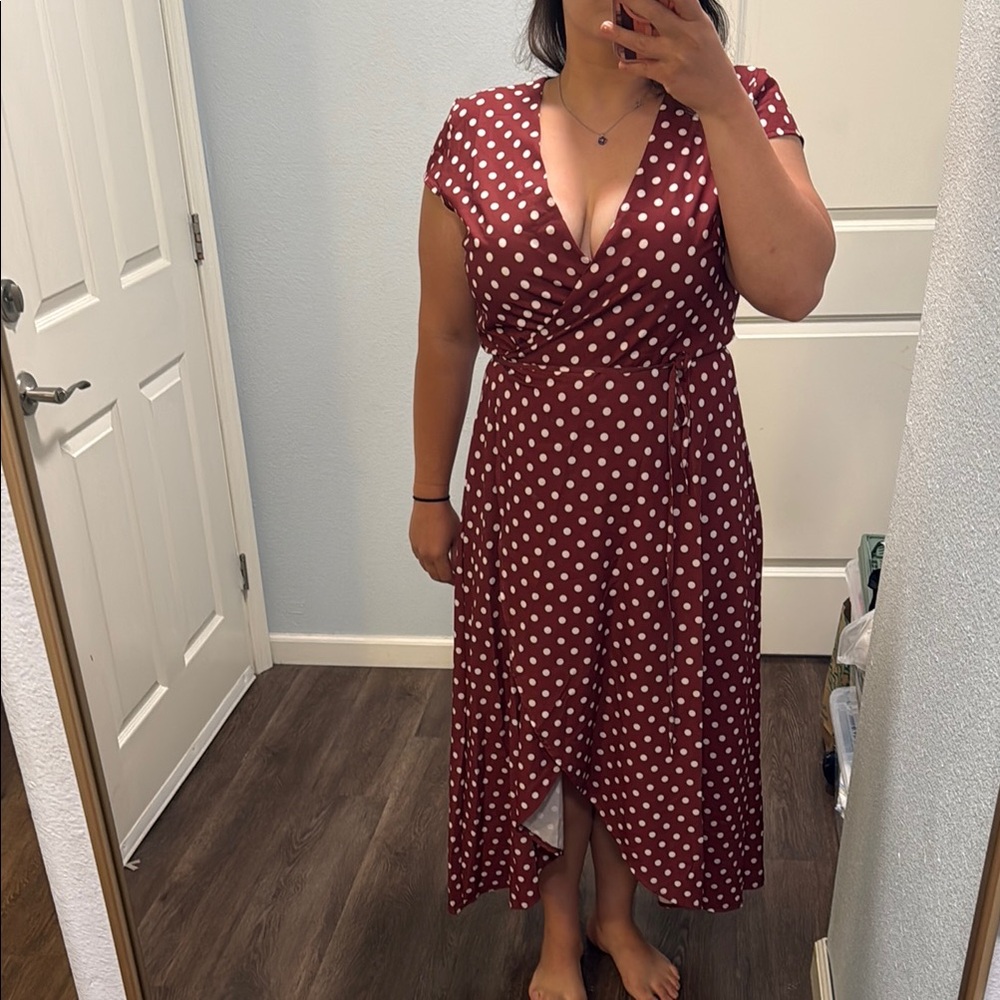 Polka Dot Wrap Dress in Red